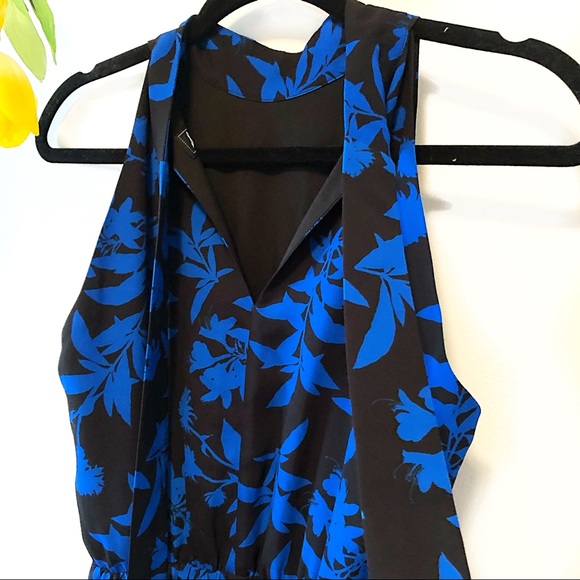 Sam Edelman Graphic Botanic Halter Blue Midi Dress - Picture 11 of 13